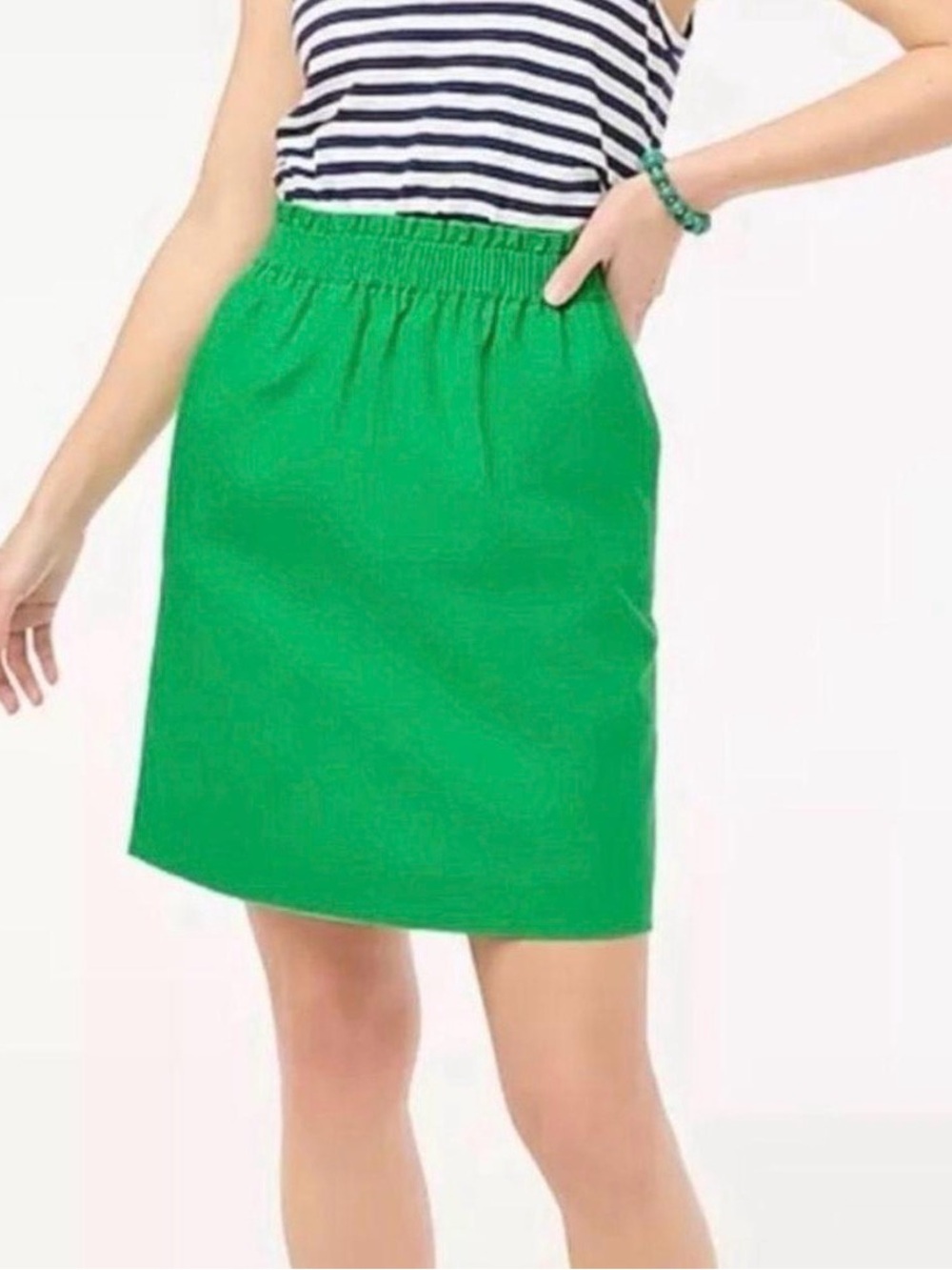 J. Crew Green Elastic Waist Mini Skirt size 4 - Picture 2 of 6